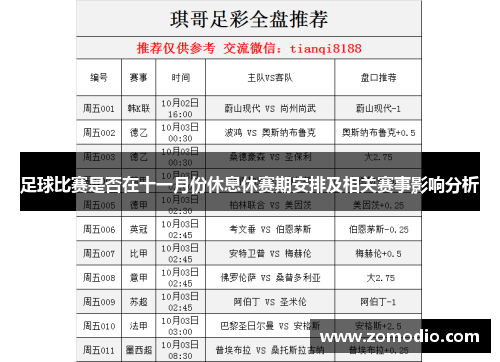 足球比赛是否在十一月份休息休赛期安排及相关赛事影响分析